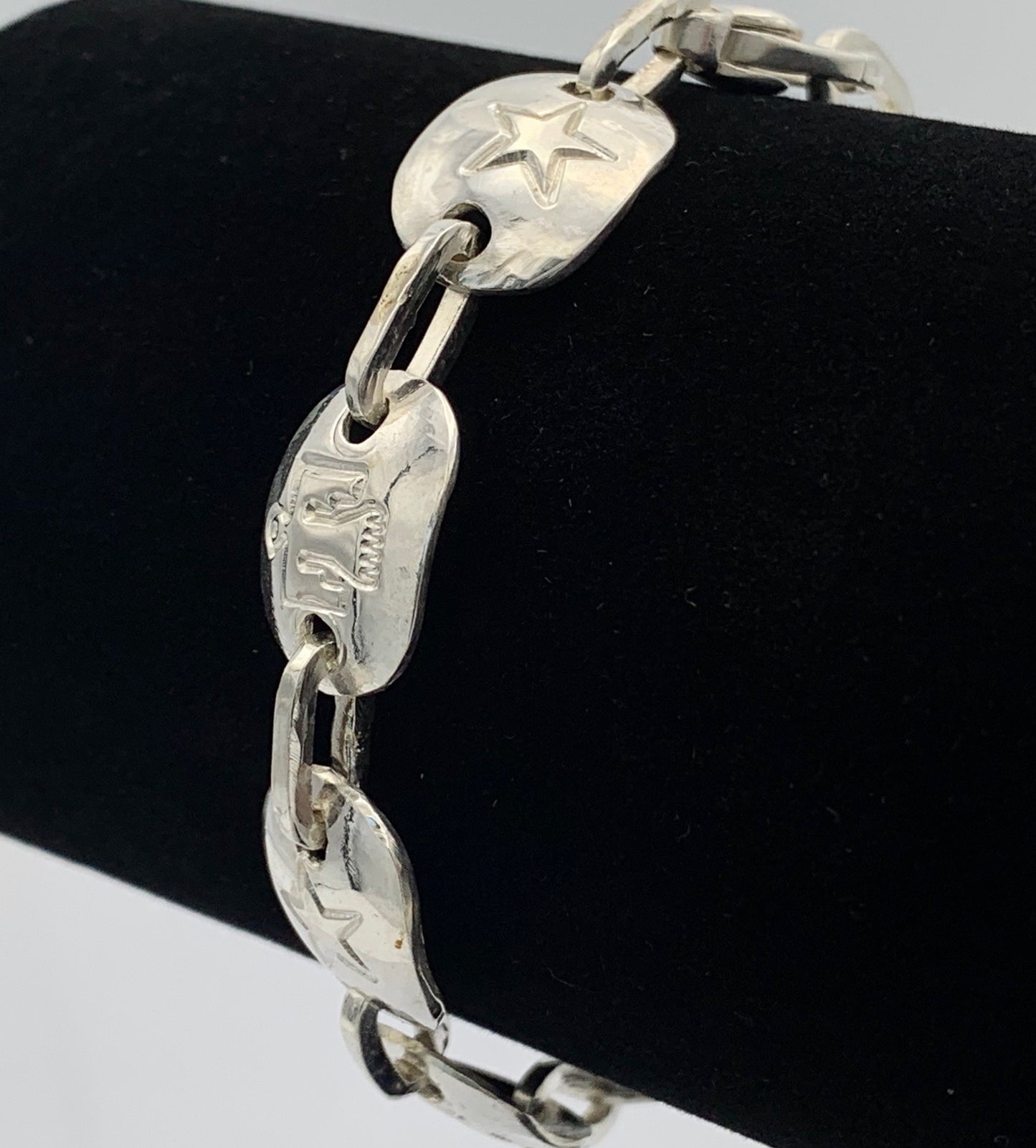 Sterling Silver Bracelet with Native American Eagle and Stars