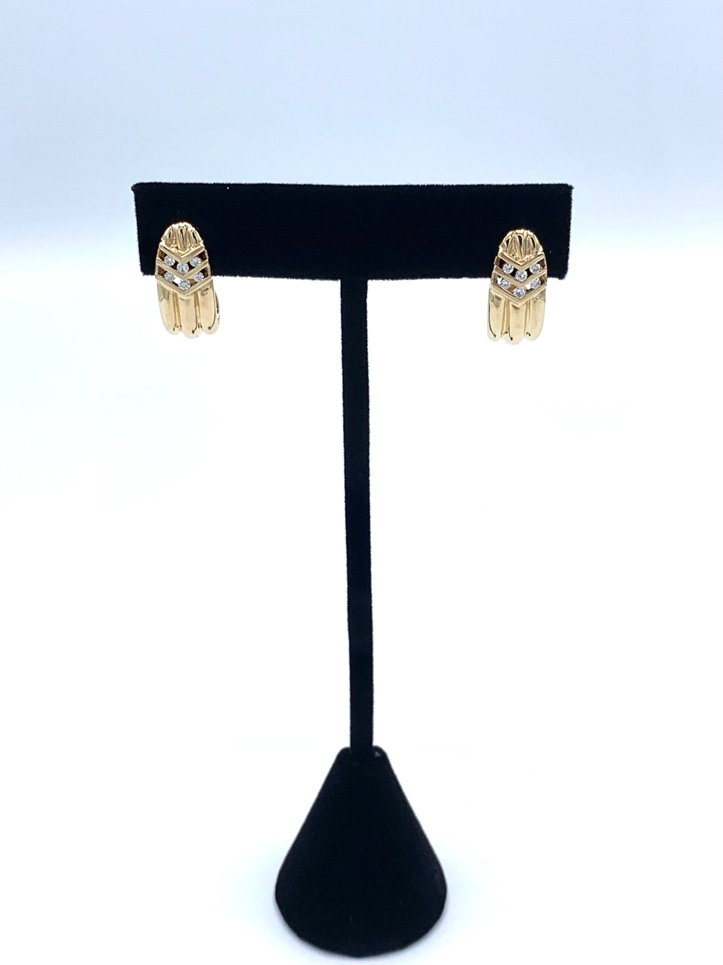 14K Yellow Gold Diamond Cuff Earrings