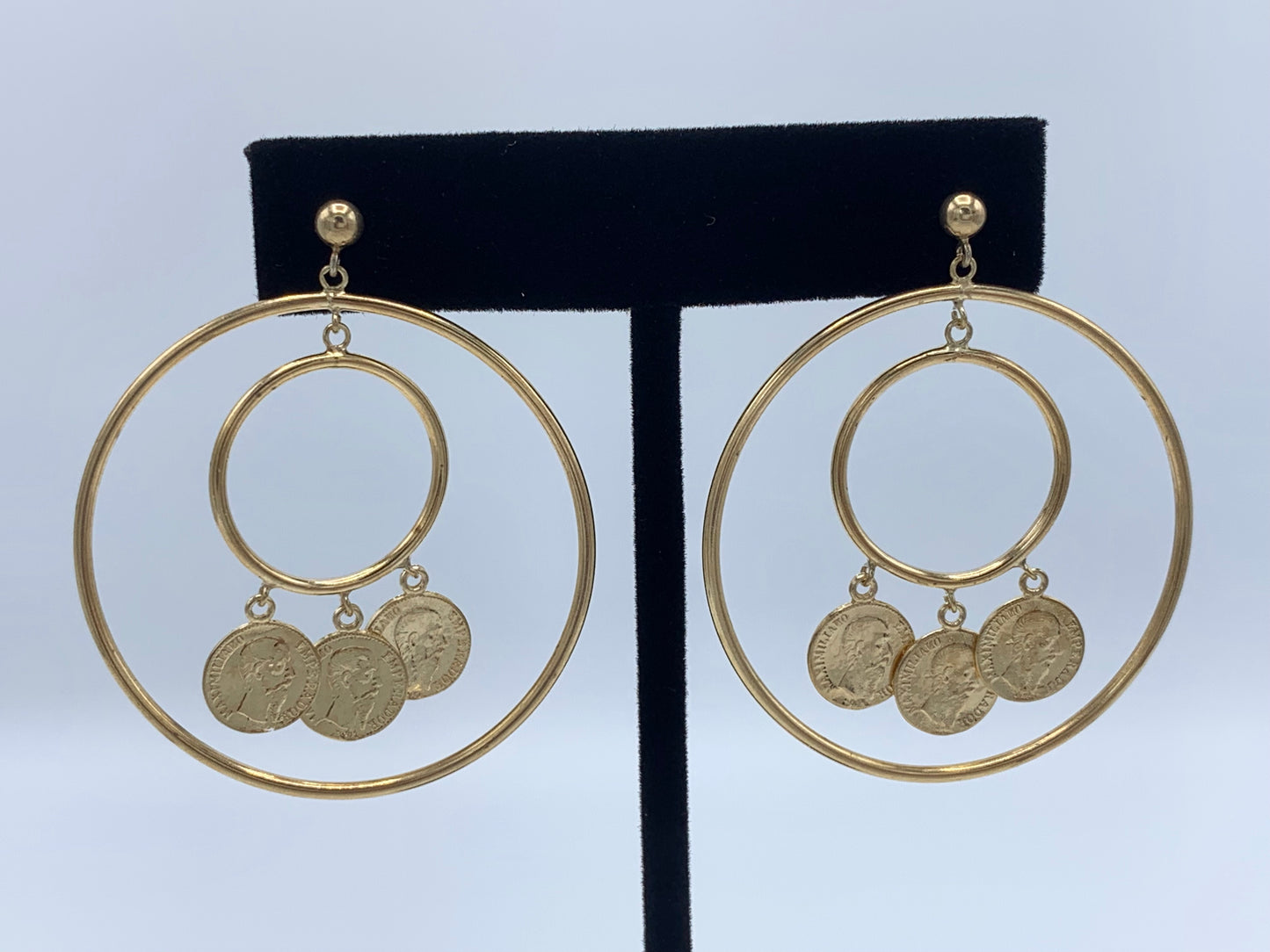 14K Yellow Gold Circle Loops with Maximilian Coins