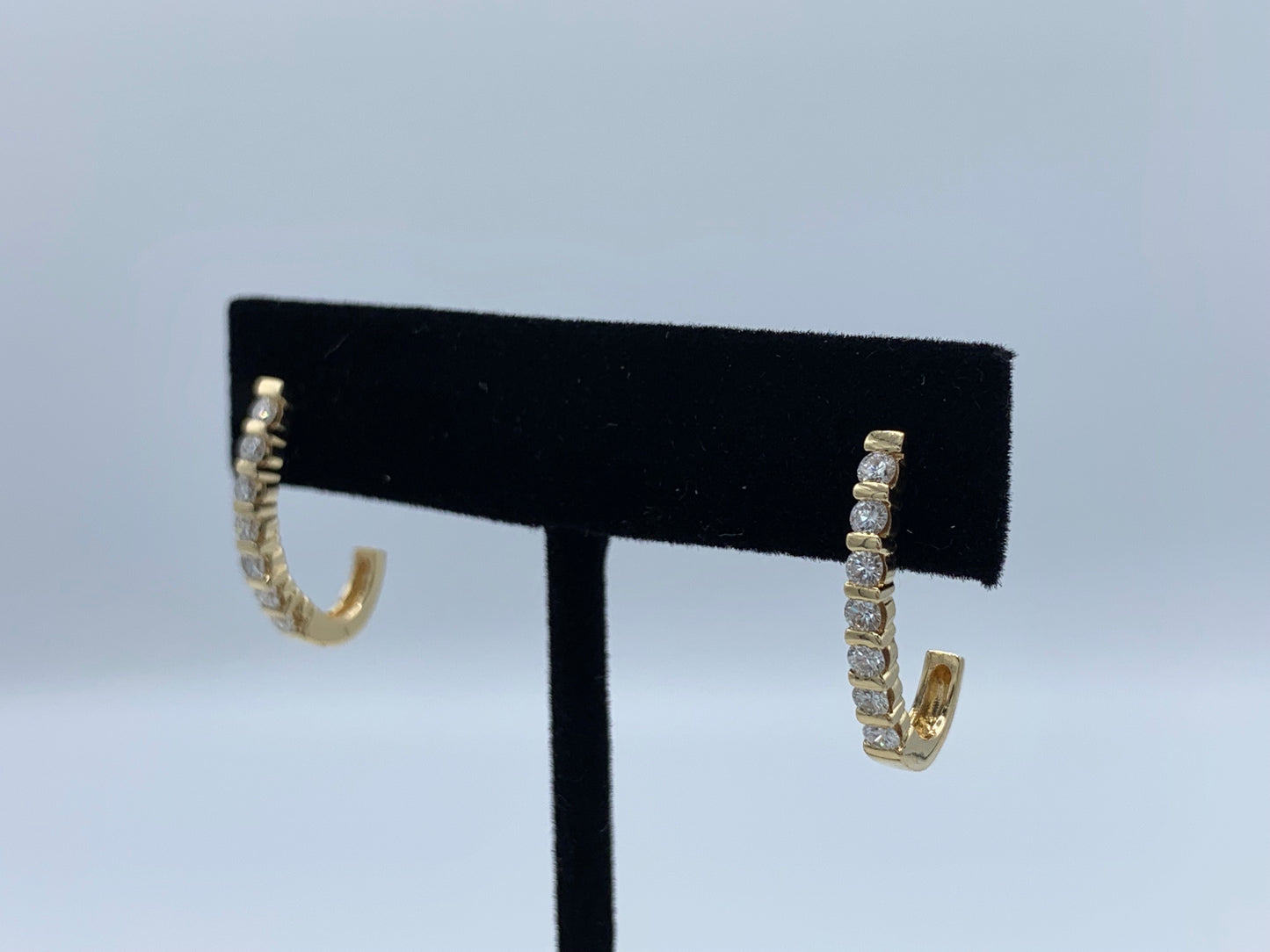 14K Yellow Gold Fish Hook Diamond Earrings