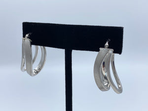 14K White Gold Dangling Hoop Earrings