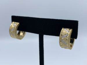 14K Yellow Gold Diamond Punch Huggie Earrings