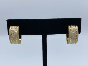 14K Yellow Gold Diamond Punch Huggie Earrings