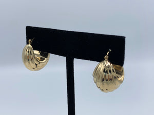 14K Yellow Gold Puffed Hoop Earrings