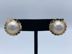 14K Yellow Gold Mabe Pearl Earrings