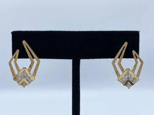 14K Yellow Gold Diamond Earrings with 12 Diamonds