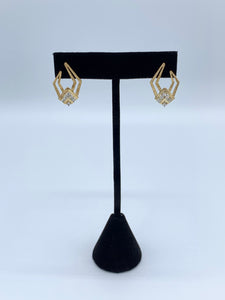 14K Yellow Gold Diamond Earrings with 12 Diamonds