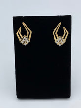 Load image into Gallery viewer, 14K Yellow Gold Diamond Earrings with 12 Diamonds
