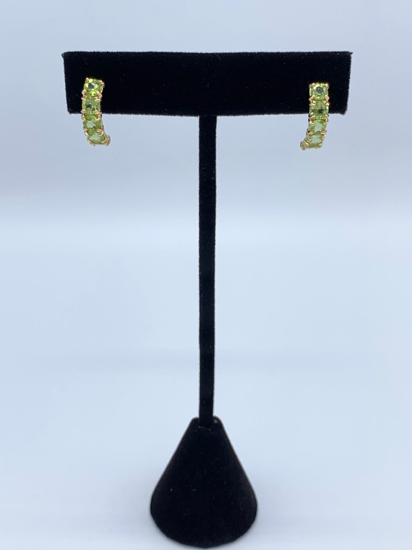 14K Yellow Gold Genuine Peridot Ear Curve Earrings