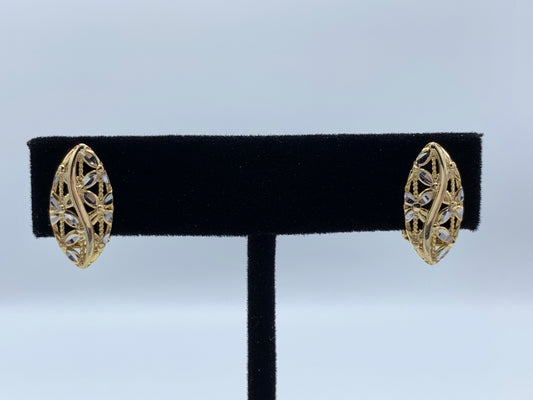 Estate 14K Yellow Gold Leaf Earrings