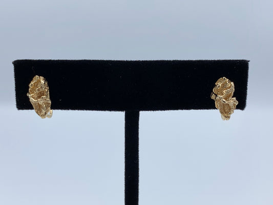 14K Yellow Gold Nugget with Non-pierced Screw backs