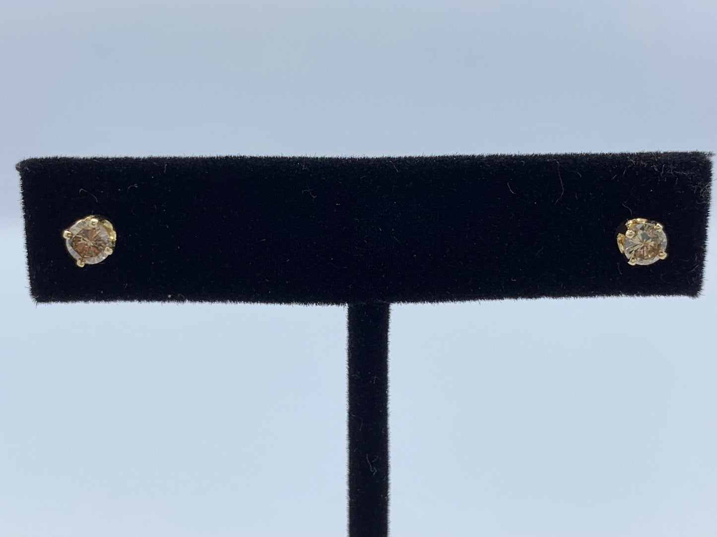 14K Yellow Gold Champagne Diamond Stud Earrings