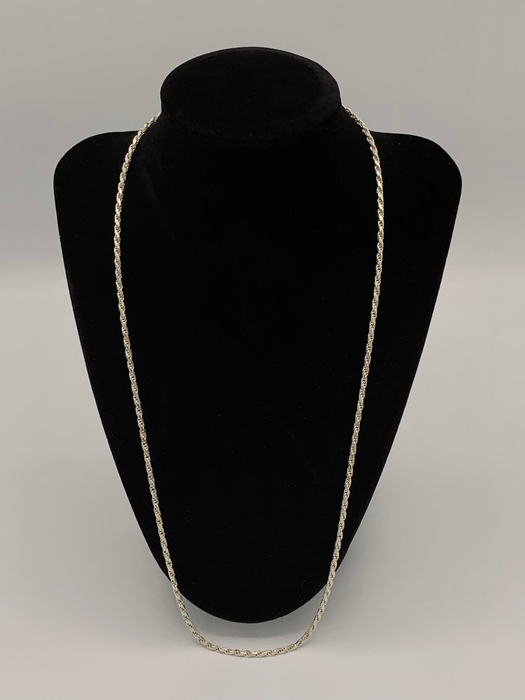 24 Inch Sterling Silver Diamond Cut Rope Chain