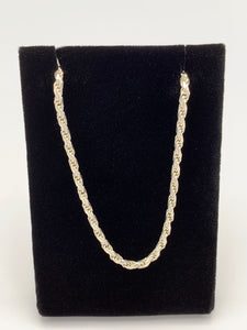 24 Inch Sterling Silver Diamond Cut Rope Chain