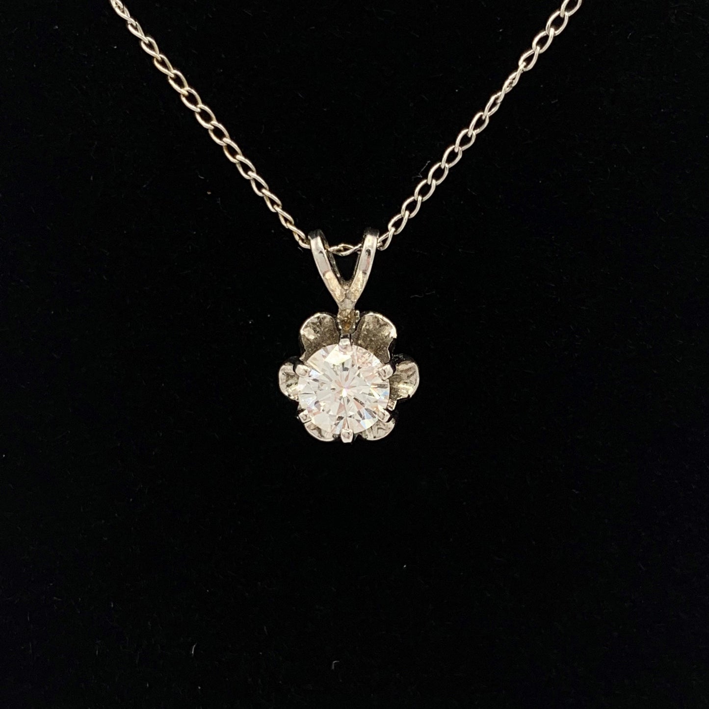 14K White Gold 38 pt Diamond Pendant