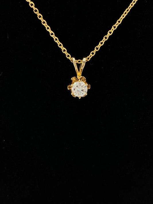 Estate 14K Yellow Gold 20 pt Diamond Pendant