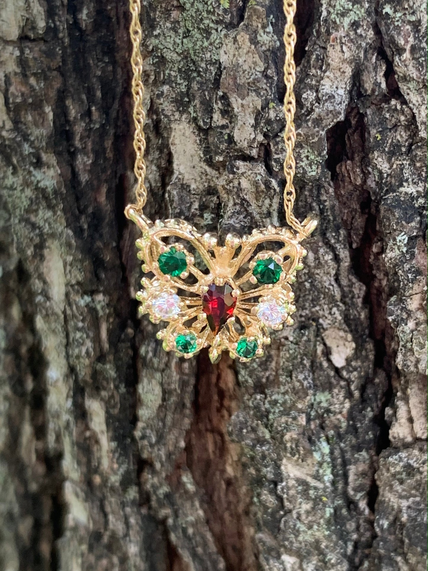 14K Yellow Gold Butterfly Necklace