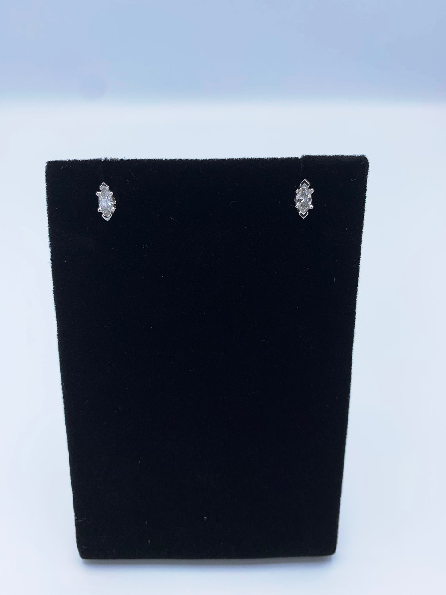 14K White Gold Marquise Diamond Earrings