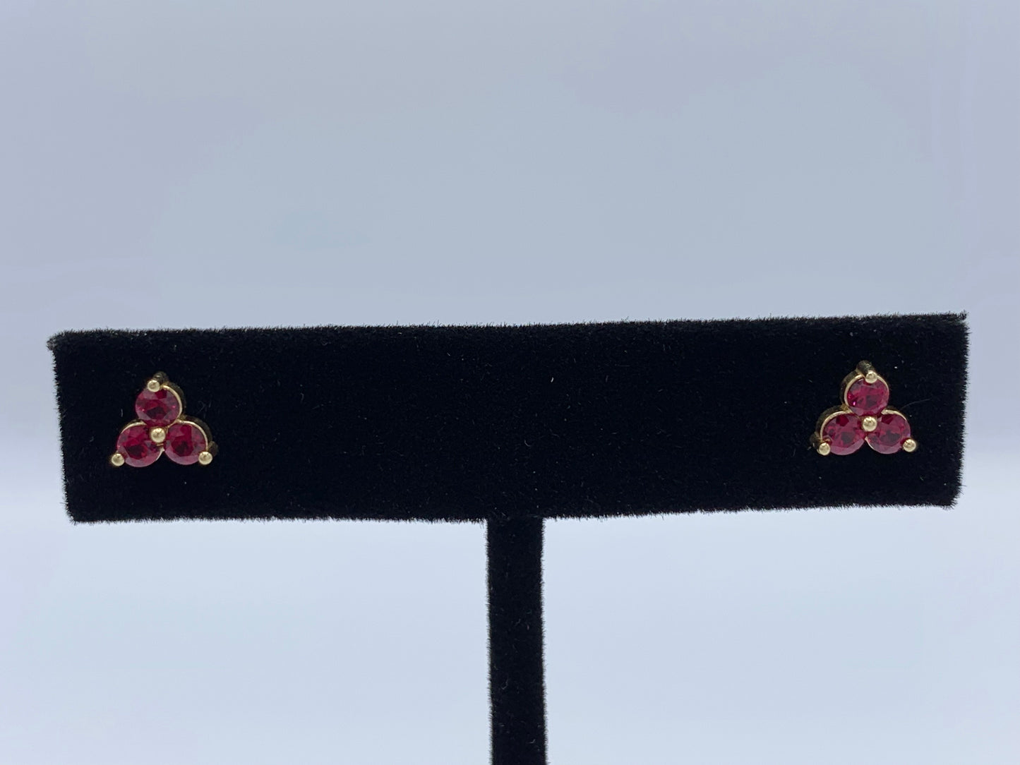 14K Yellow Gold Lab Created Chatham Ruby Earrings