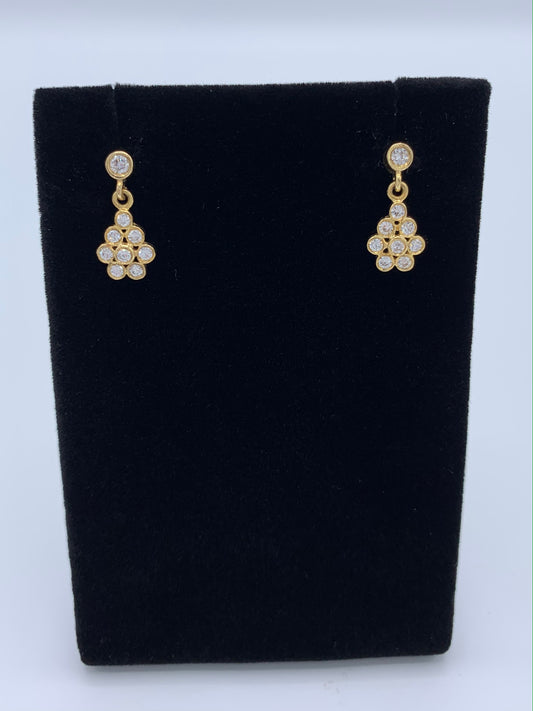 14K Yellow Gold .50 TCW Diamond Drop Earrings