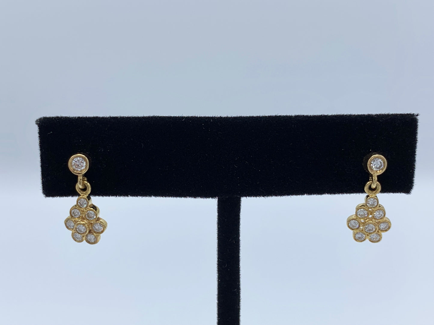 14K Yellow Gold .50 TCW Diamond Drop Earrings