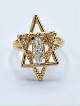 Load image into Gallery viewer, 14K Yellow Gold Star of David Marquise Diamond Ring
