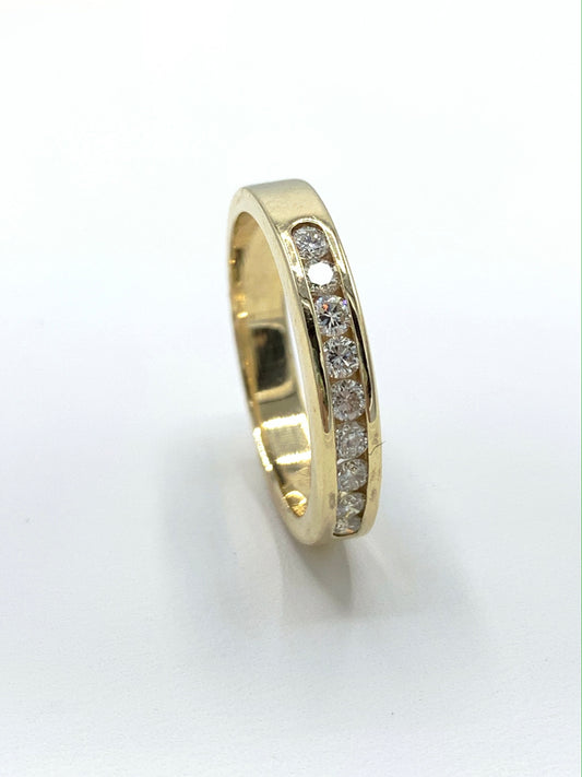 14K Yellow Gold .33 TCW Princess Cut Diamond Wedding Band or Anniversary Ring