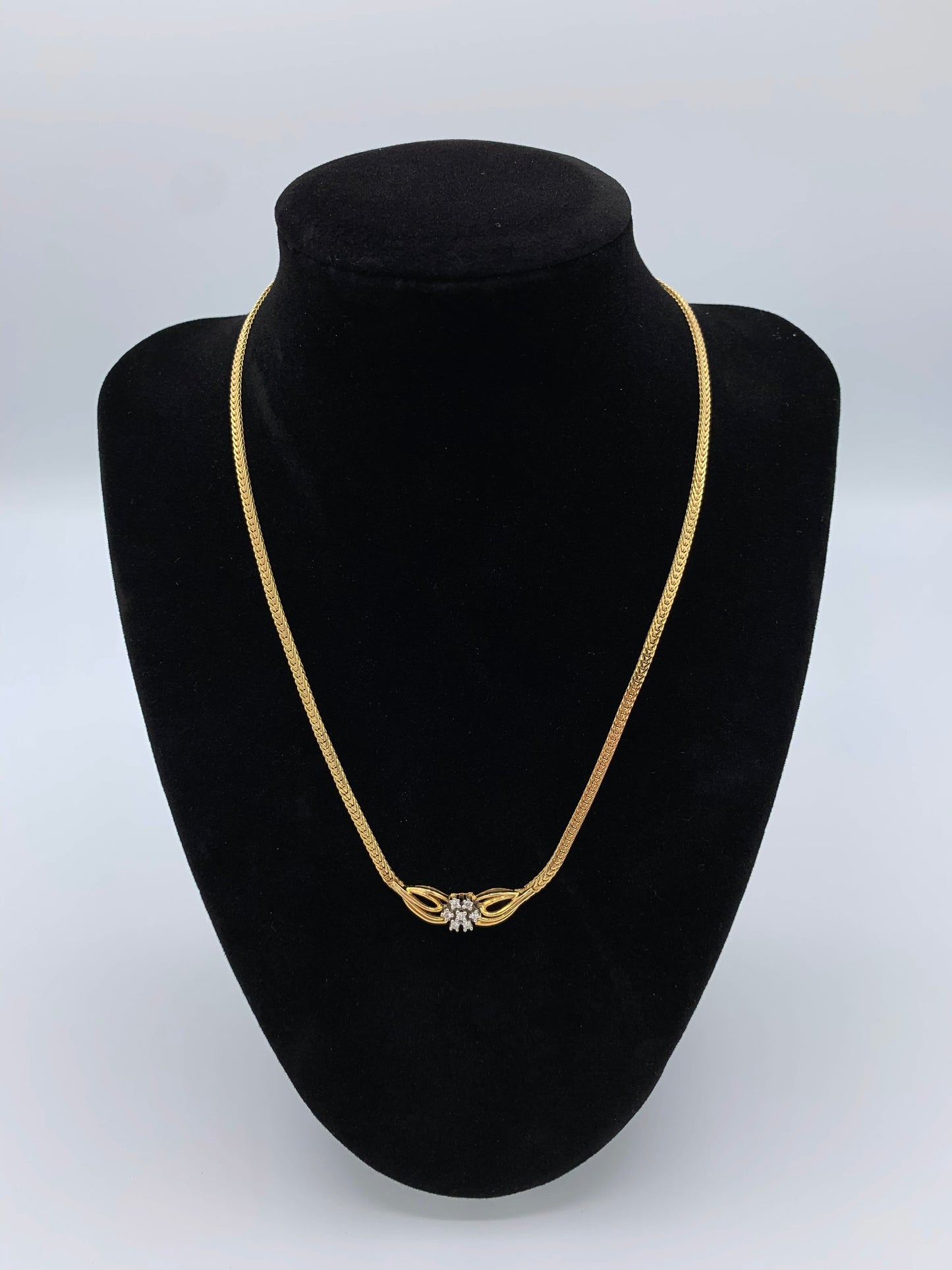 Estate 14K Yellow Gold Diamond Foxtail Necklace with Magnetic Catch