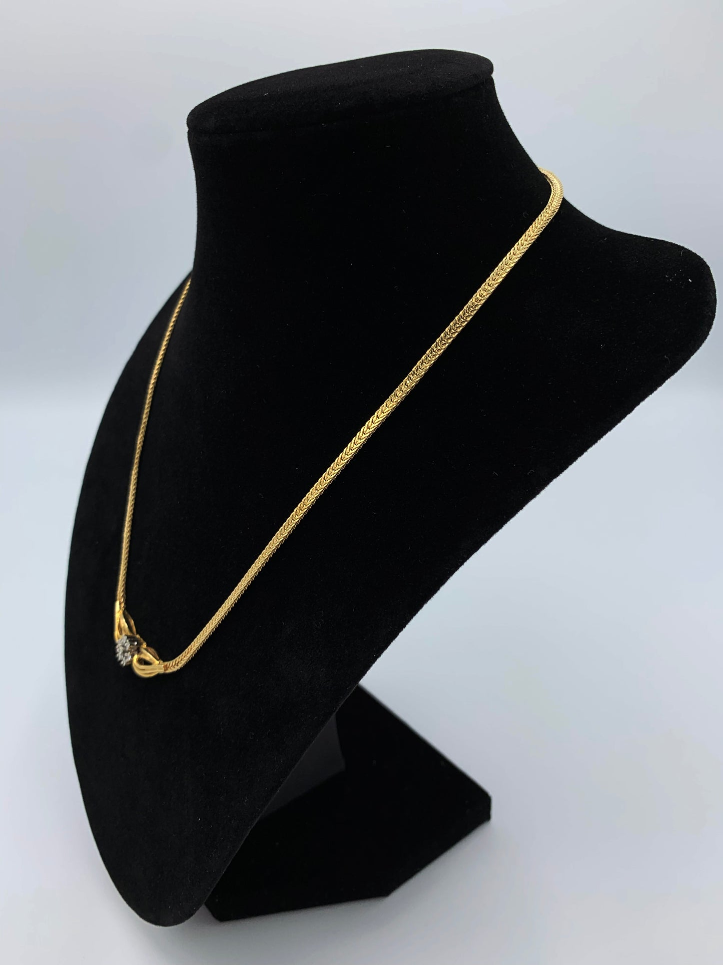 Estate 14K Yellow Gold Diamond Foxtail Necklace with Magnetic Catch