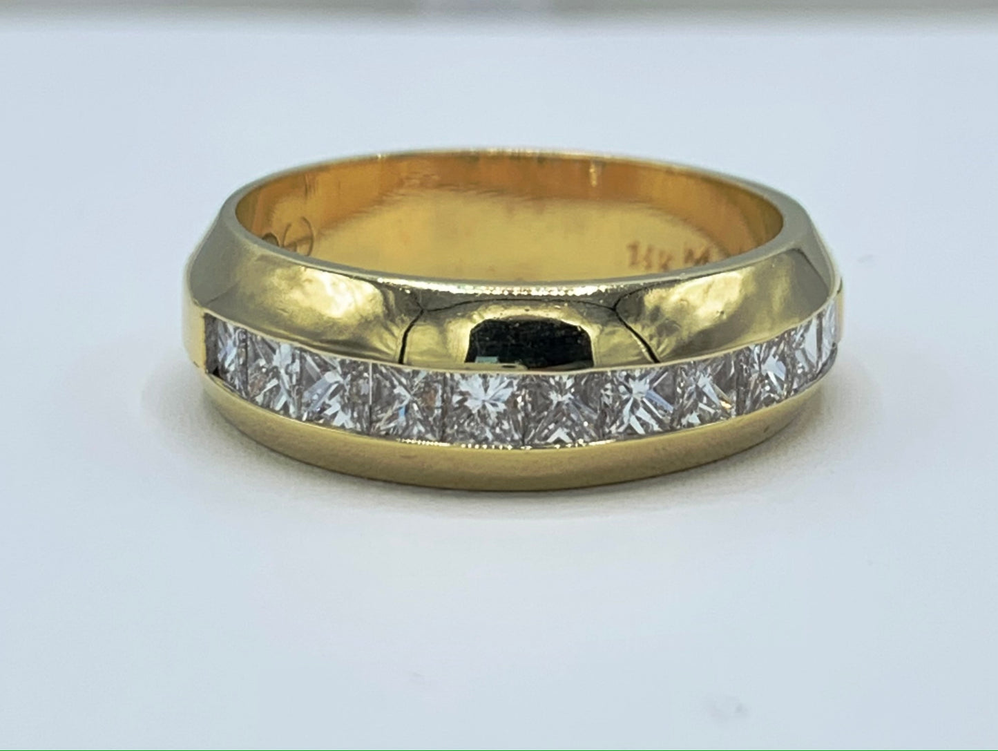 1 Carat Princess Cut Diamond 14K Yellow Gold Wedding Band