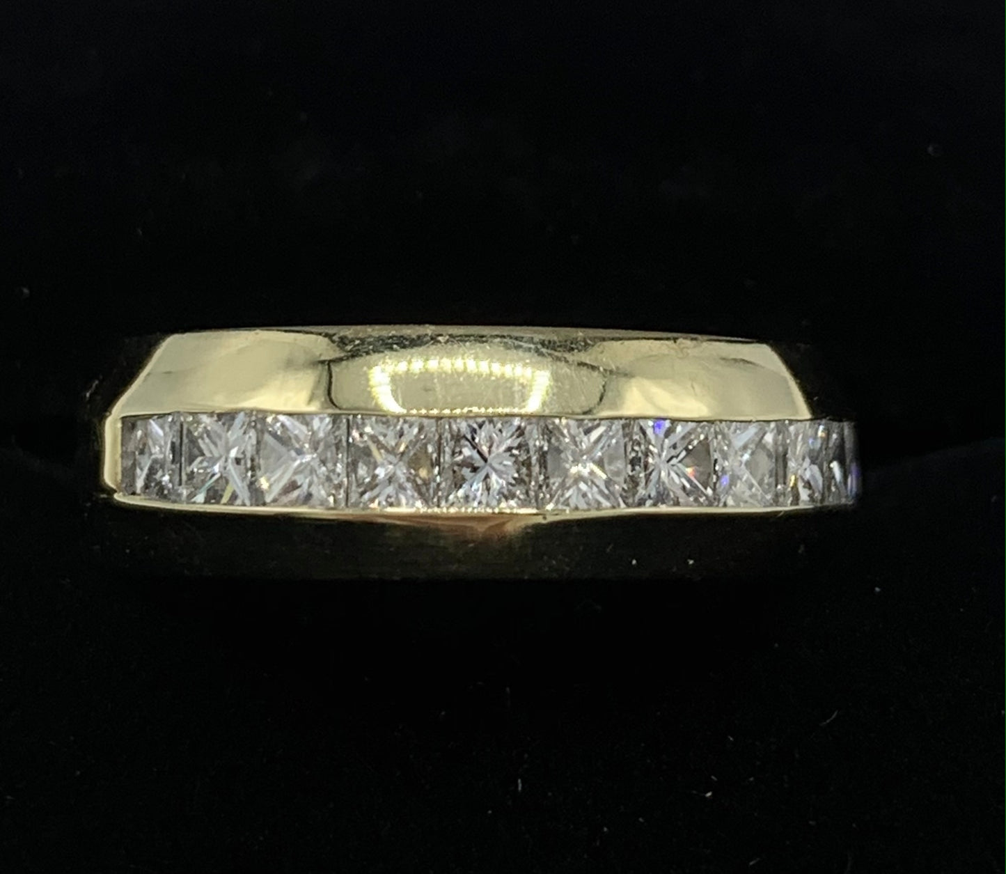 1 Carat Princess Cut Diamond 14K Yellow Gold Wedding Band