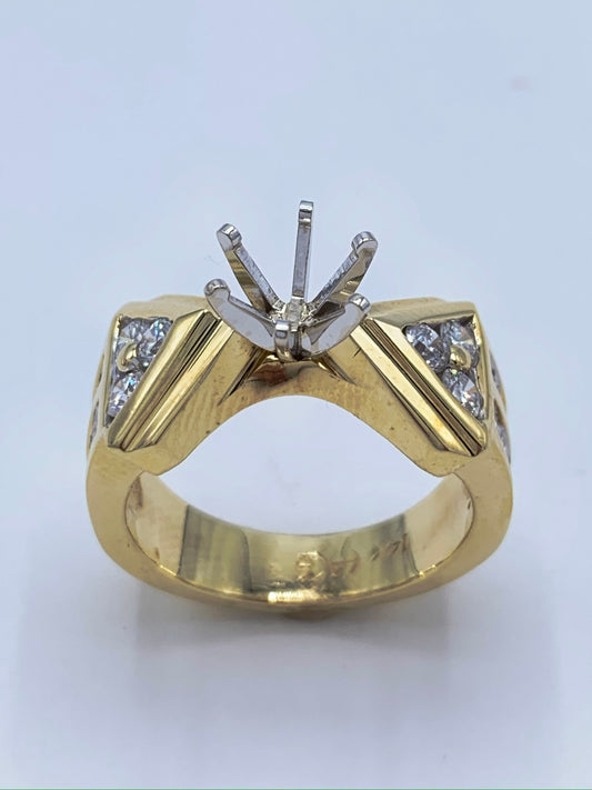 1 TCW Diamond Semi-Mount Engagement Ring in 14K Yellow Gold