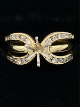 Load image into Gallery viewer, Estate 14K Yellow Gold Three Band Diamond Semi-Mount Wedding Set
