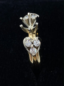 14K Yellow Gold Diamond Heart Shaped Semi-Mount Engagement Ring