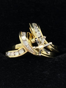 14K Yellow Gold .50 TCW Round Diamond Semi-Mount Wedding Set