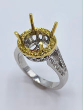 Load image into Gallery viewer, 18K Yellow and White Gold Yellow and Round Diamond Semi-Mount Engagement Ring
