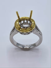 Load image into Gallery viewer, 18K Yellow and White Gold Yellow and Round Diamond Semi-Mount Engagement Ring
