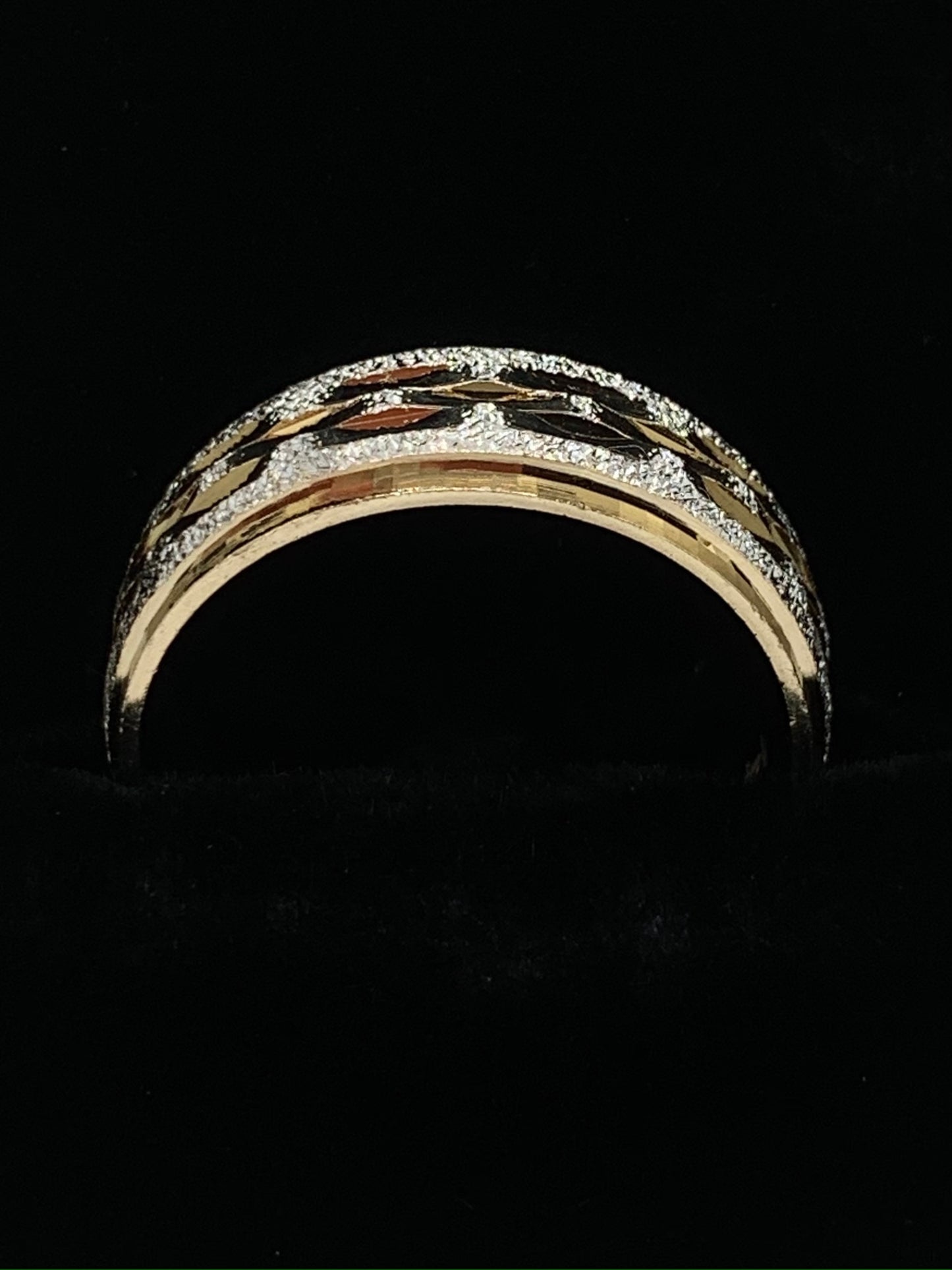 14K Yellow Gold 7mm Wedding Band White Gold Plated with Machine Finish