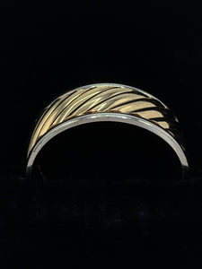 14K White Gold 8mm Comfort Fit Wedding Band with Yellow Gold Overlay