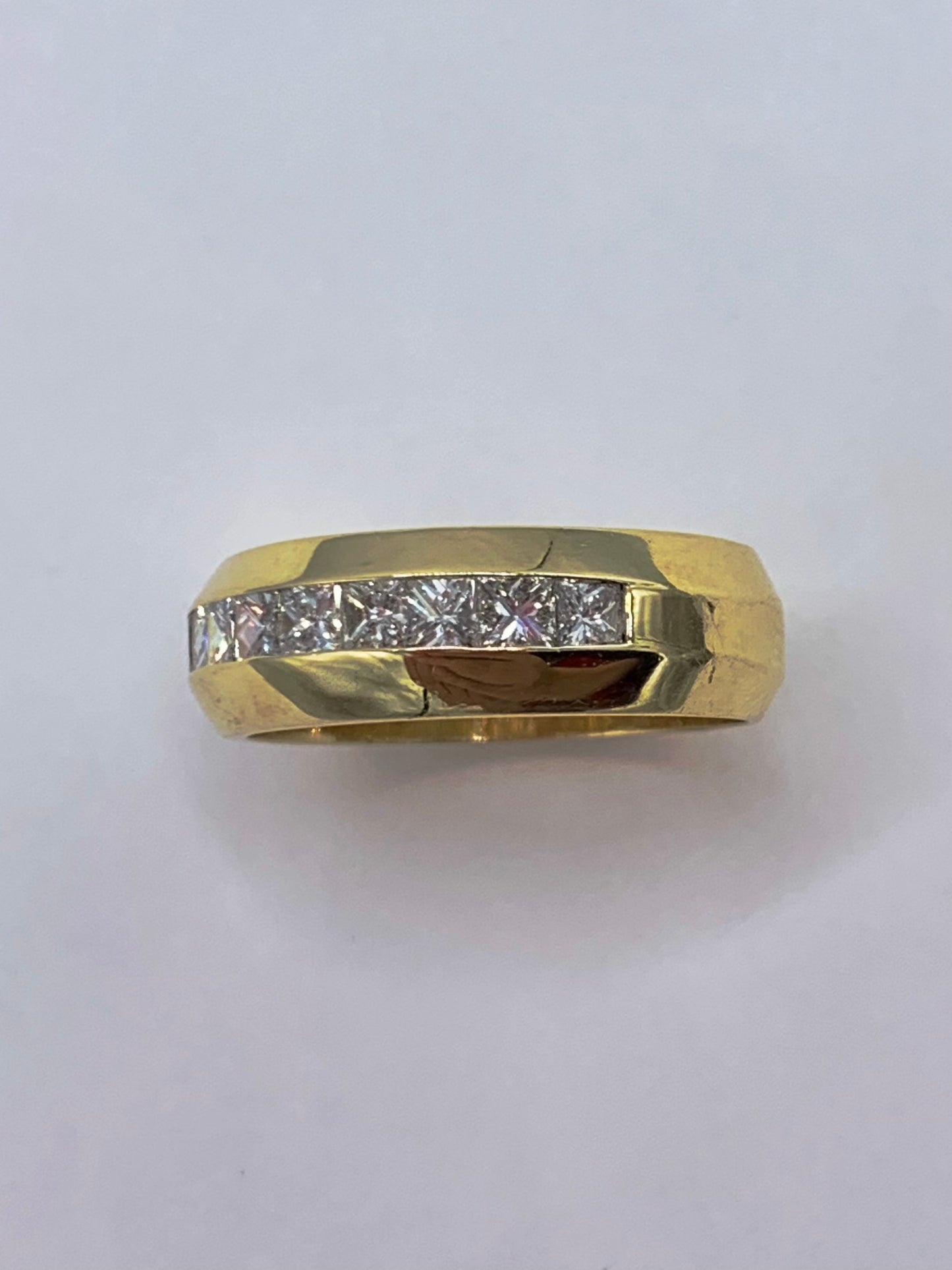 1 Carat Princess Cut Diamond 14K Yellow Gold Wedding Band