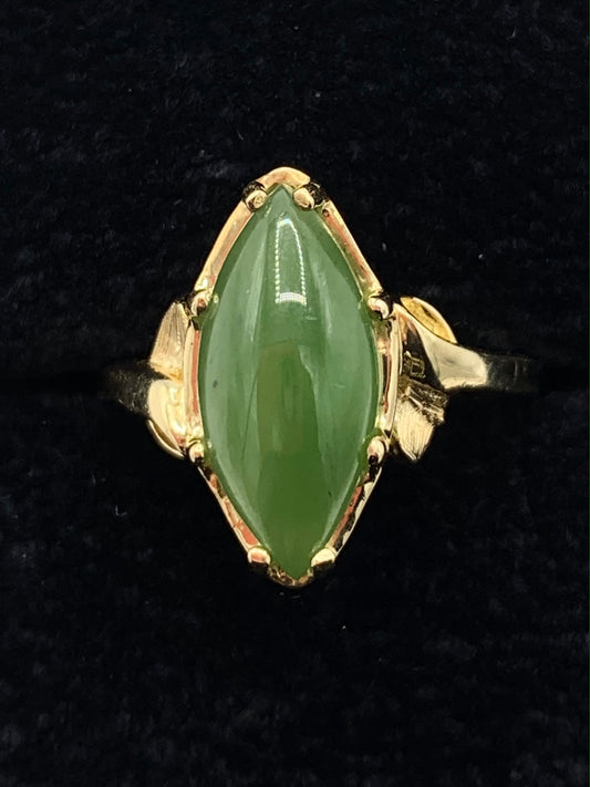 14K Yellow Gold Jade Ring