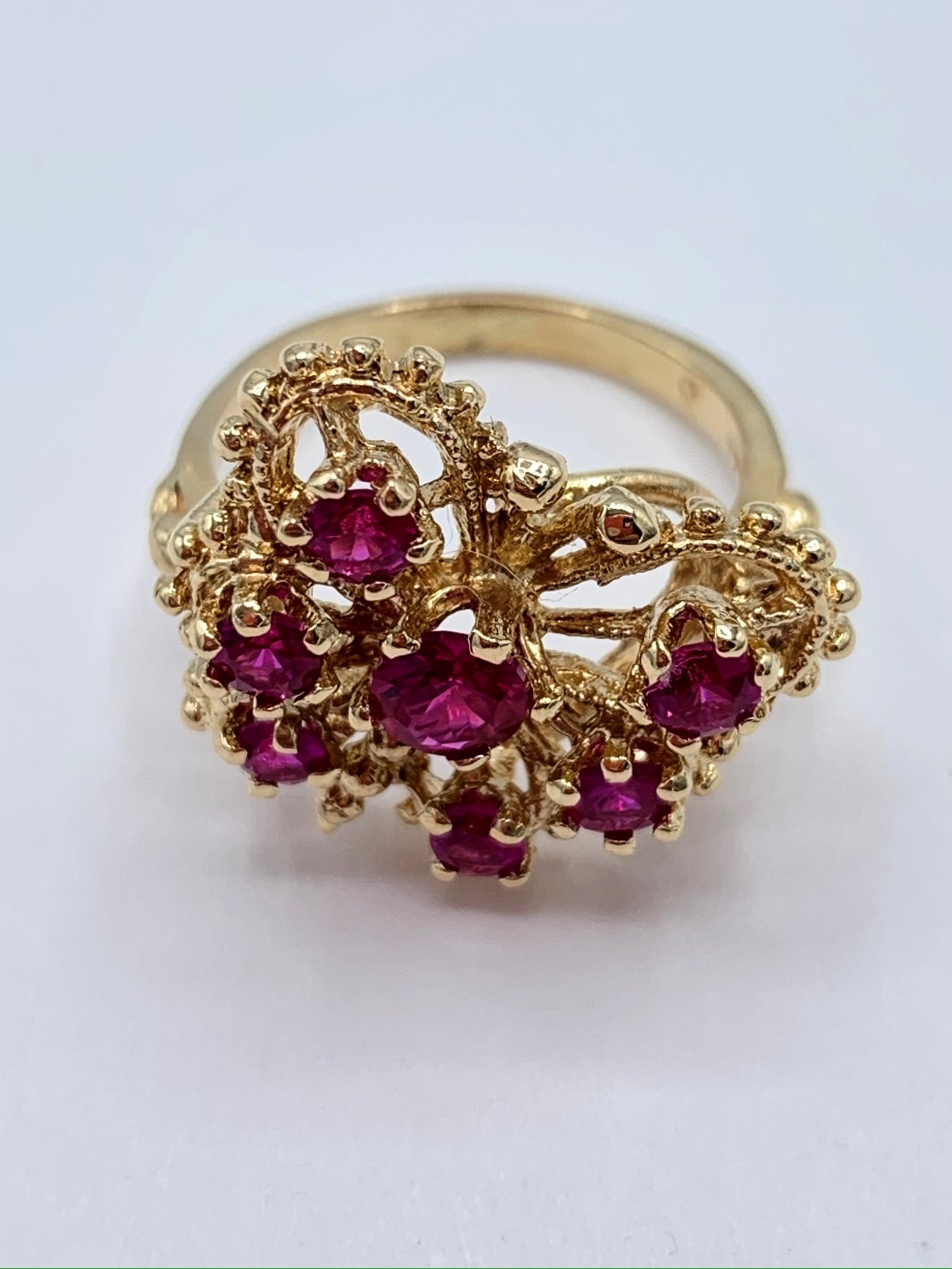 Estate 14K Yellow Gold Ruby Butterfly Ring