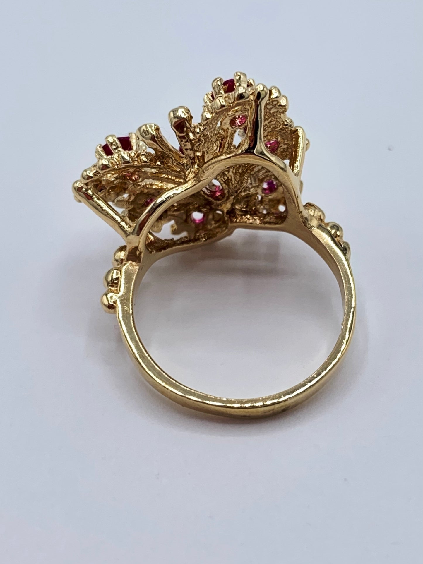 Estate 14K Yellow Gold Ruby Butterfly Ring