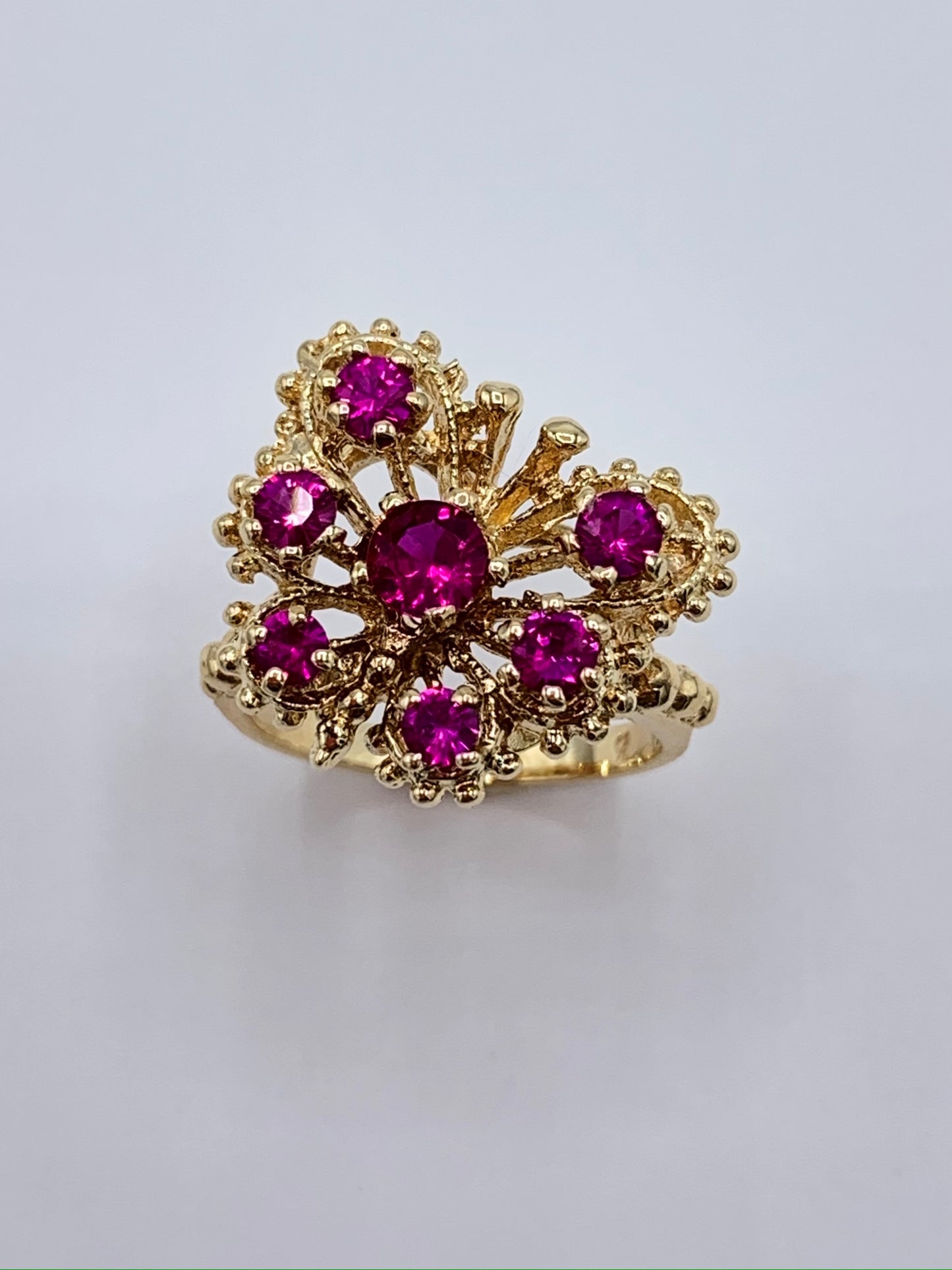 Estate 14K Yellow Gold Ruby Butterfly Ring