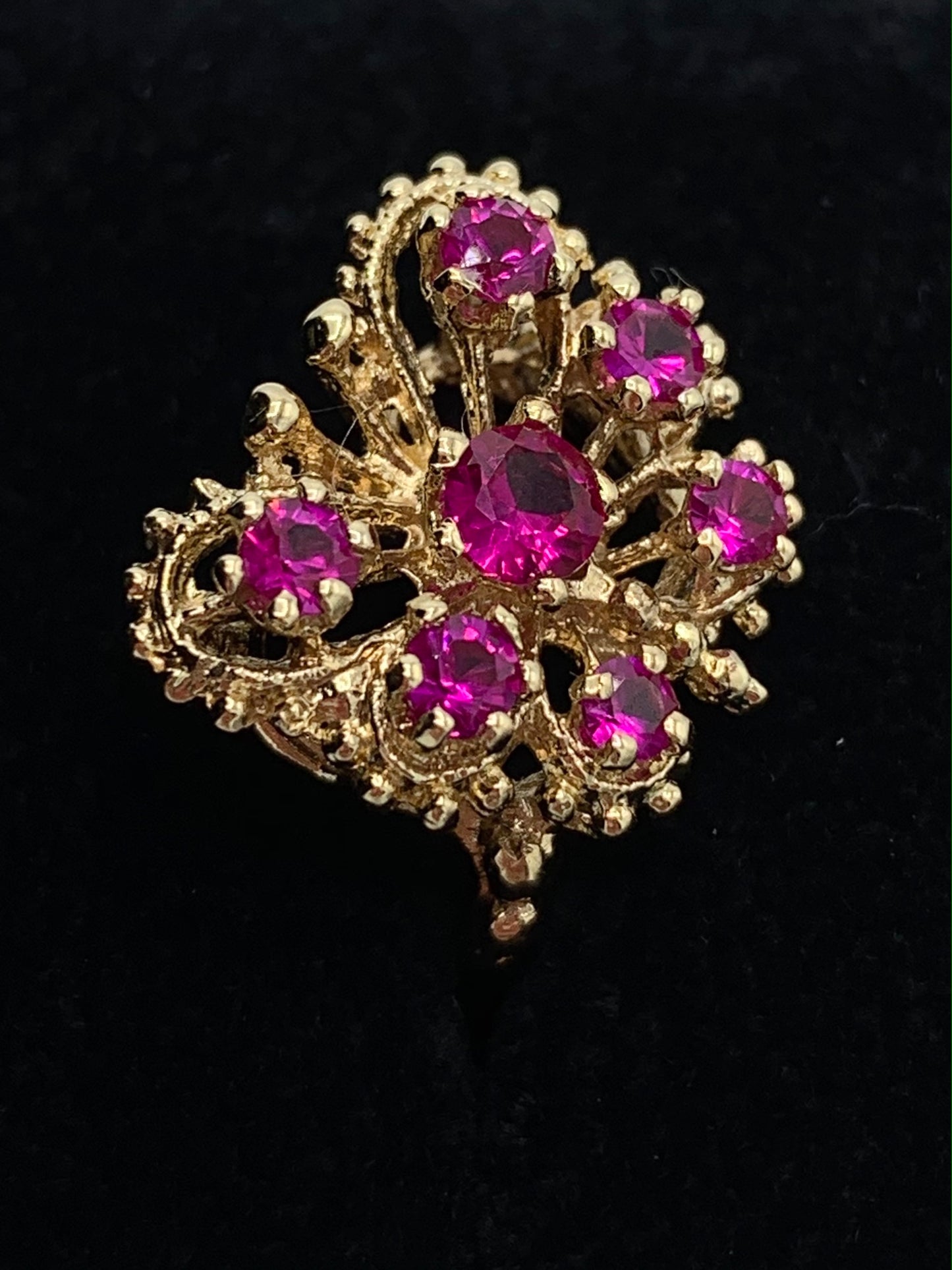 Estate 14K Yellow Gold Ruby Butterfly Ring