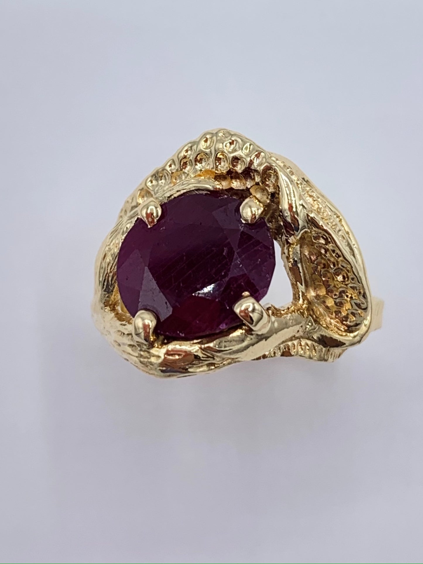 Estate 14K Yellow Gold Oval Genuine Ruby Ring