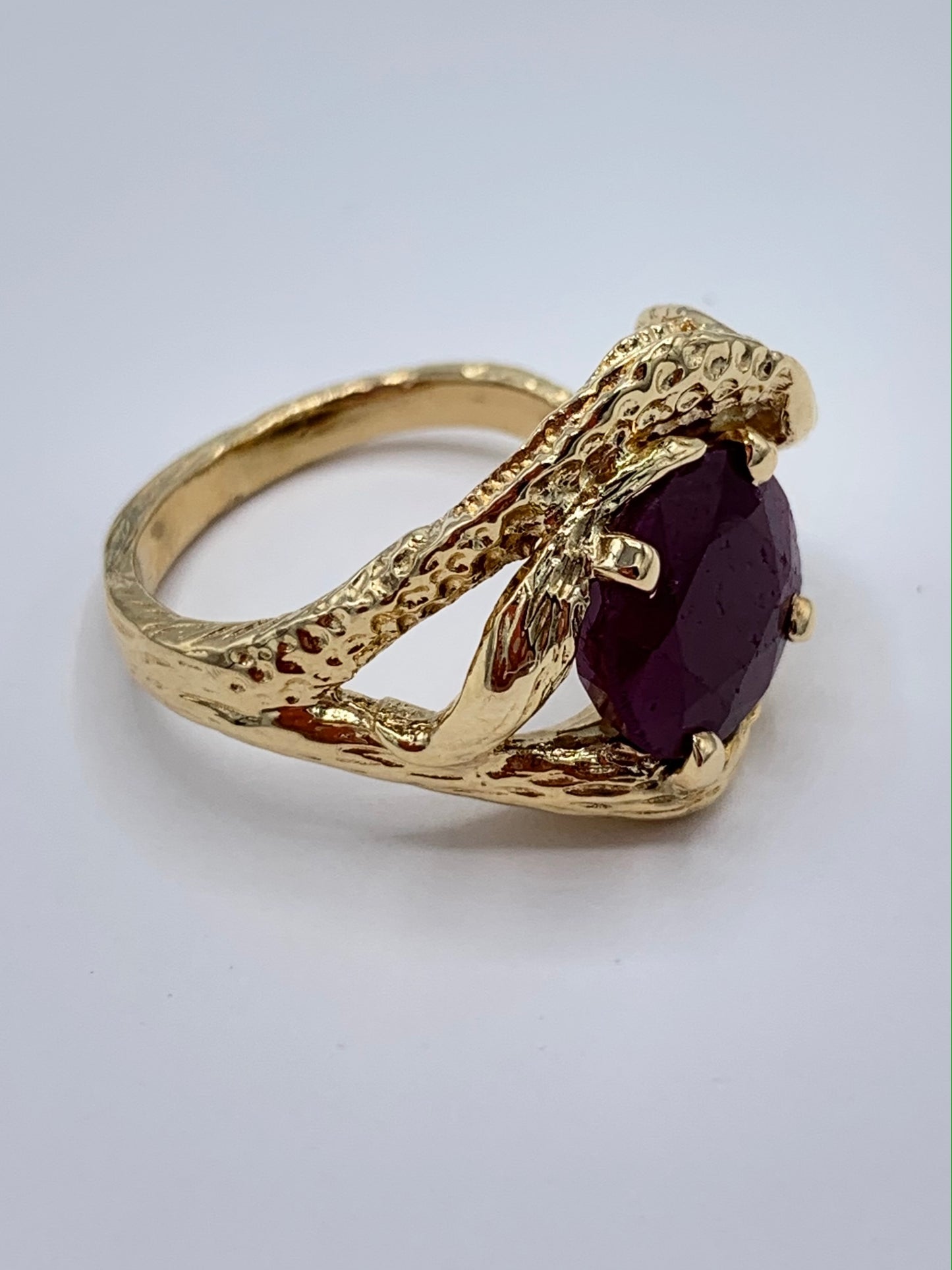 Estate 14K Yellow Gold Oval Genuine Ruby Ring