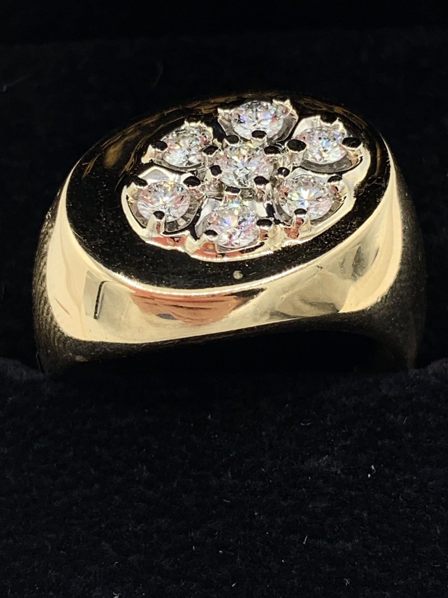 14K Yellow Gold Men's Diamond Cluster Pinky Ring