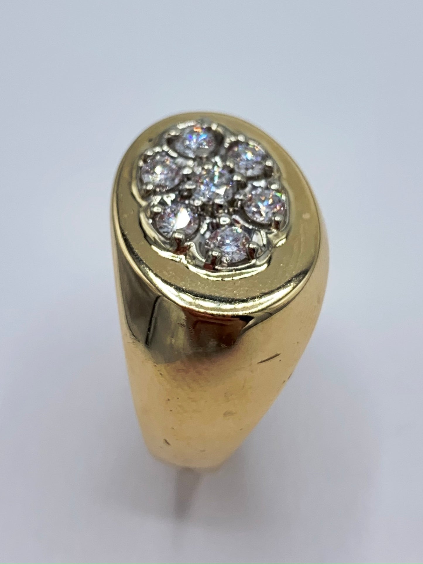 14K Yellow Gold Men's Diamond Cluster Pinky Ring