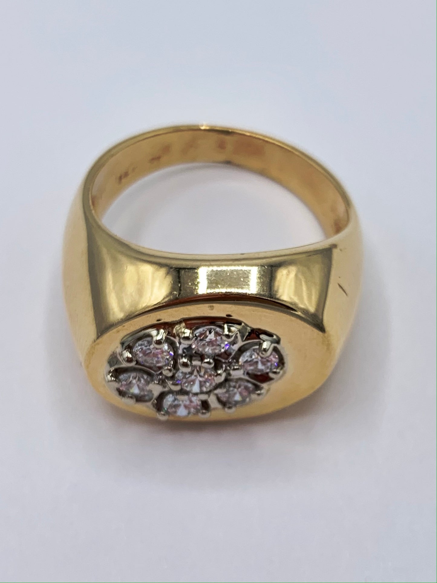 14K Yellow Gold Men's Diamond Cluster Pinky Ring